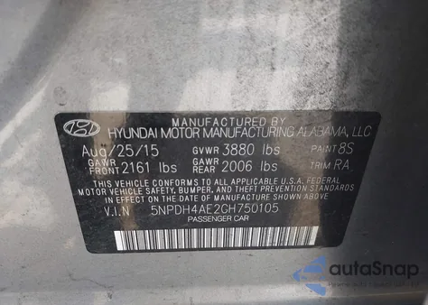 2016 Hyundai Elantra Se из США, поврежденный, VIN 5NPDH4AE2GH750105